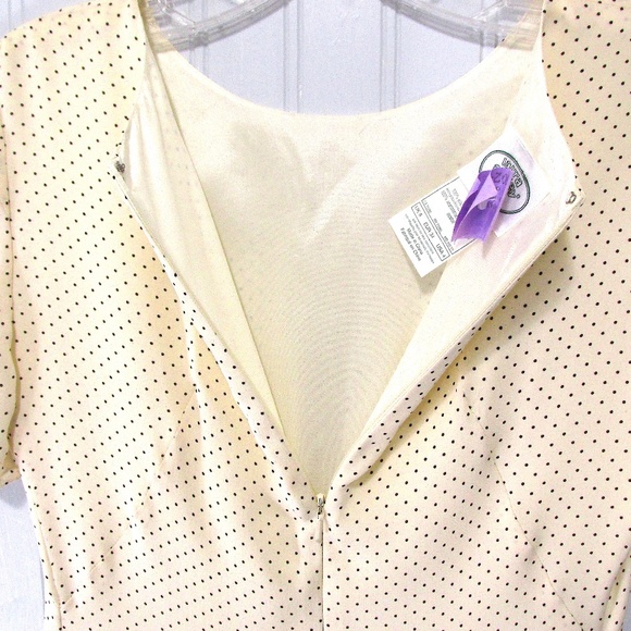 Vintage Laura Ashley Ivory Polka Dot Silk Dress, Size 4 - Picture 6 of 9